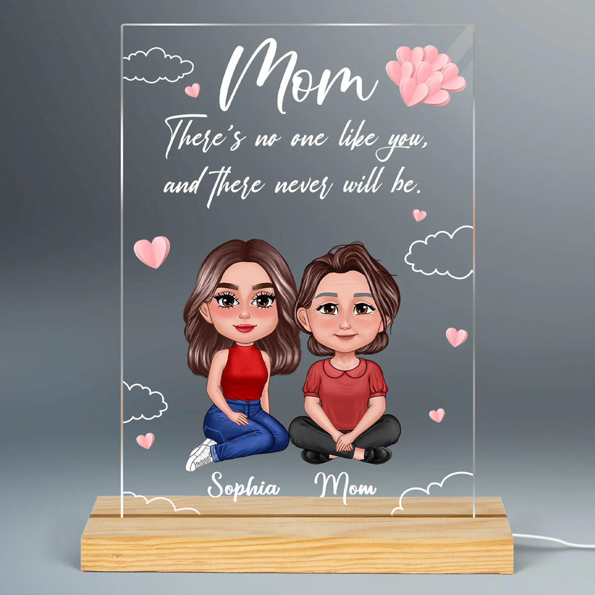 There Is No One Like You Mom Pretty Doll Mother Daughter Personalized Rectangle Acrylic Plaque With LED Night Light - Image 2