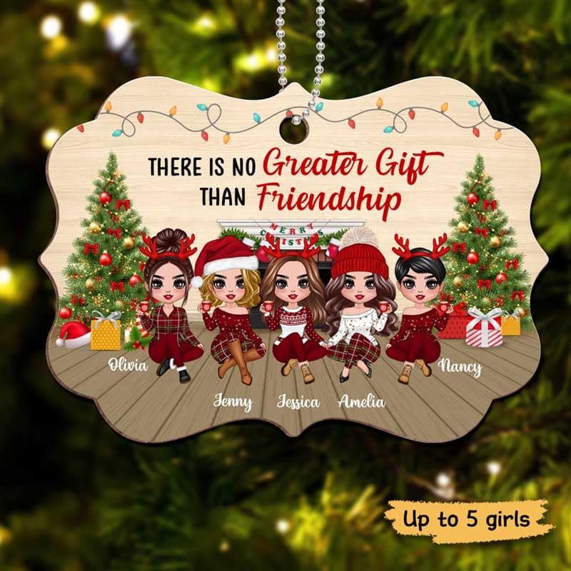There‘s No Greater Gift Than Besties Doll Girls Personalized Wooden Ornament - Image 2