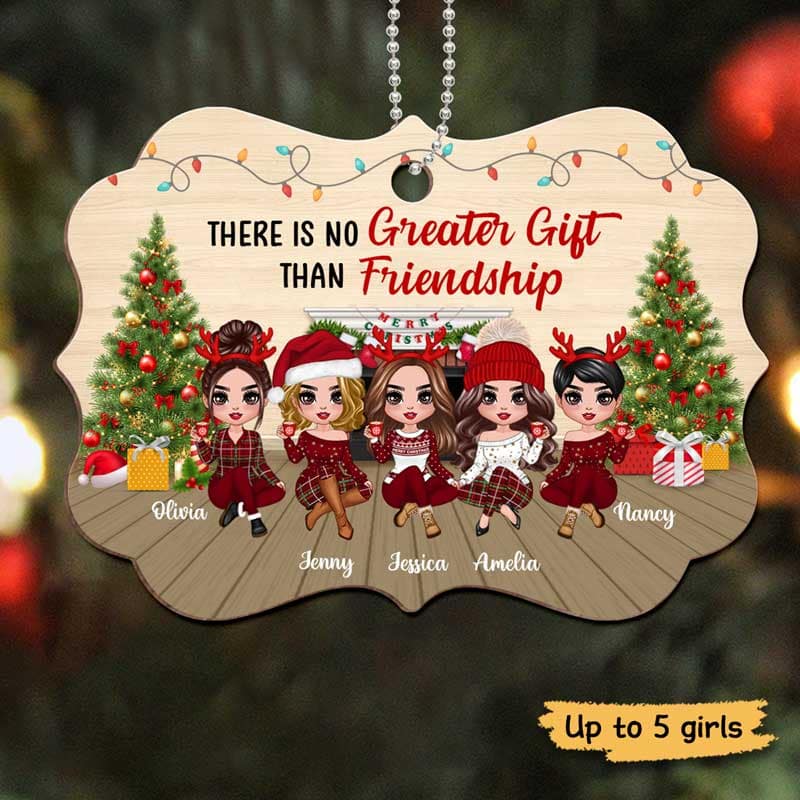 There‘s No Greater Gift Than Besties Doll Girls Personalized Wooden Ornament - Image 3