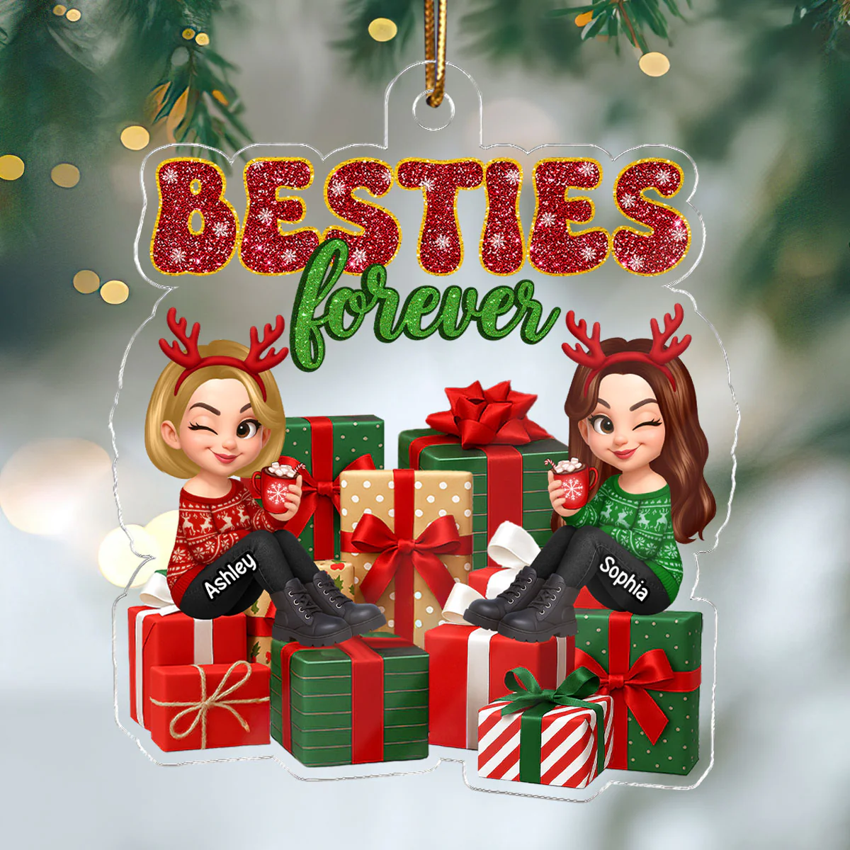 There's No Greater Gift Than Friendship Christmas - Personalized Acrylic Ornament - Gift For Besties - Image 8