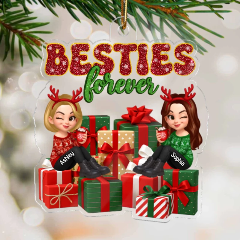 There's No Greater Gift Than Friendship Christmas - Personalized Acrylic Ornament - Gift For Besties - Image 9