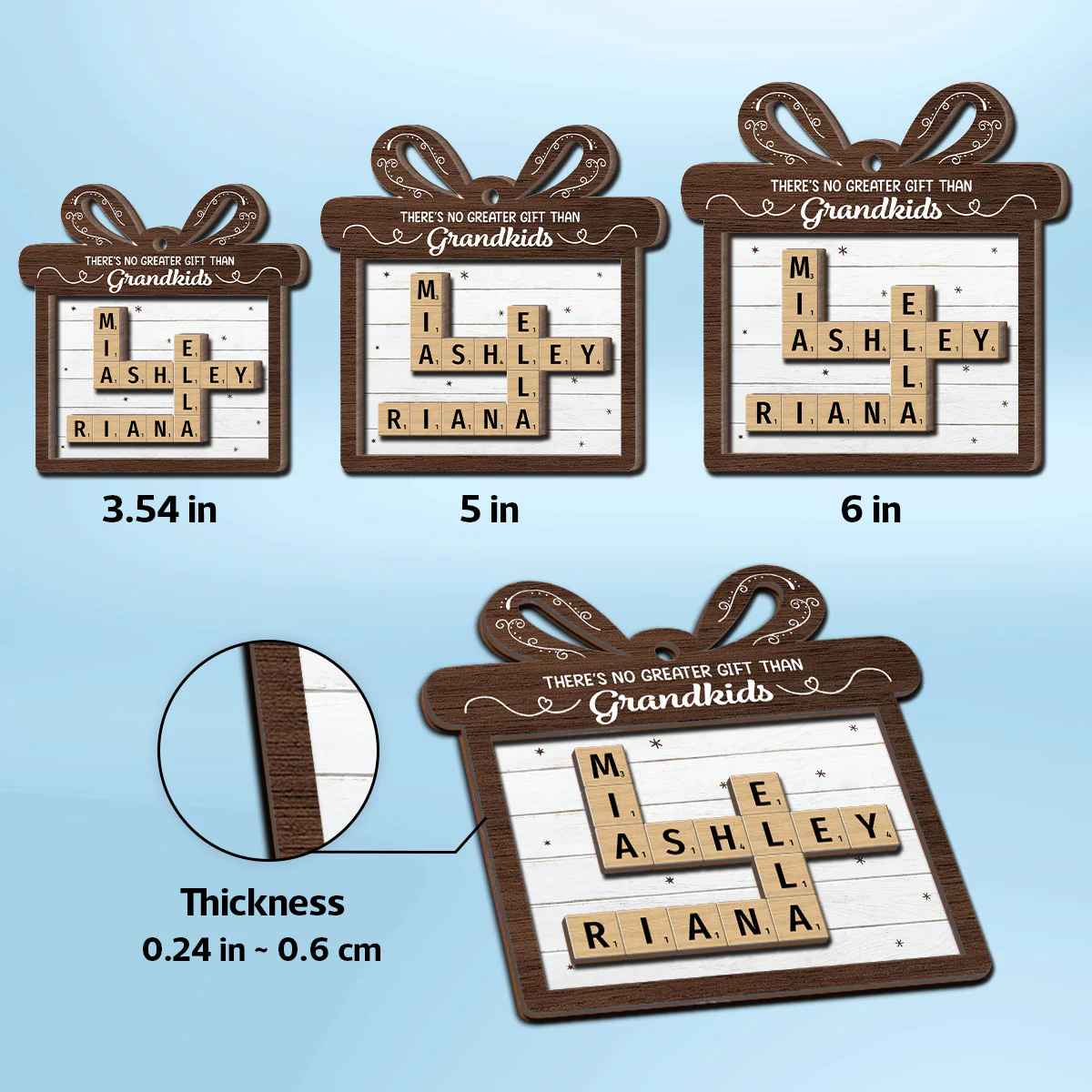 There's No Greater Gift Than Grandkids Crossword Art Puzzle Personalized 2-Layer Wooden Ornament, Christmas Gift For Grandma, For Mom - Image 6