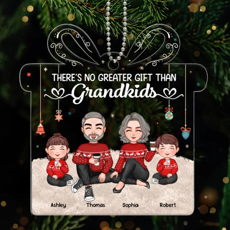 There‘s No Greater Gift Than Grandkids Cute Grandchildren With Grandparents Personalized Gift Shaped Acrylic Ornament - Image 5