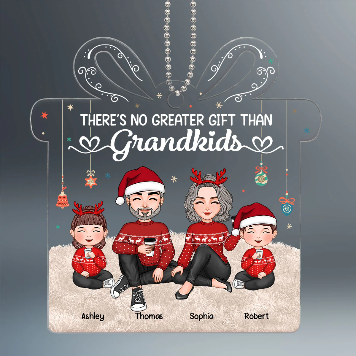 There‘s No Greater Gift Than Grandkids Cute Grandchildren With Grandparents - Personalized Ornament - Image 2