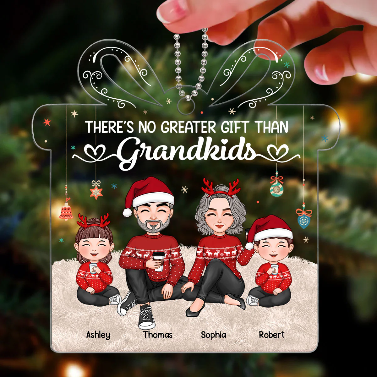 There‘s No Greater Gift Than Grandkids Cute Grandchildren With Grandparents - Personalized Ornament - Image 3