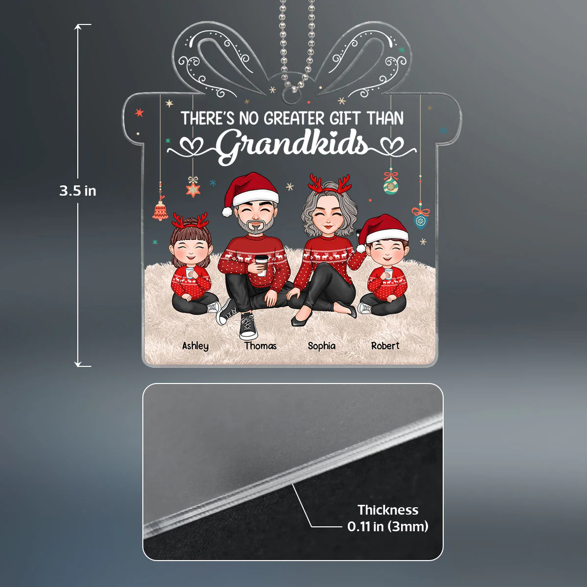 There‘s No Greater Gift Than Grandkids Cute Grandchildren With Grandparents - Personalized Ornament - Image 4