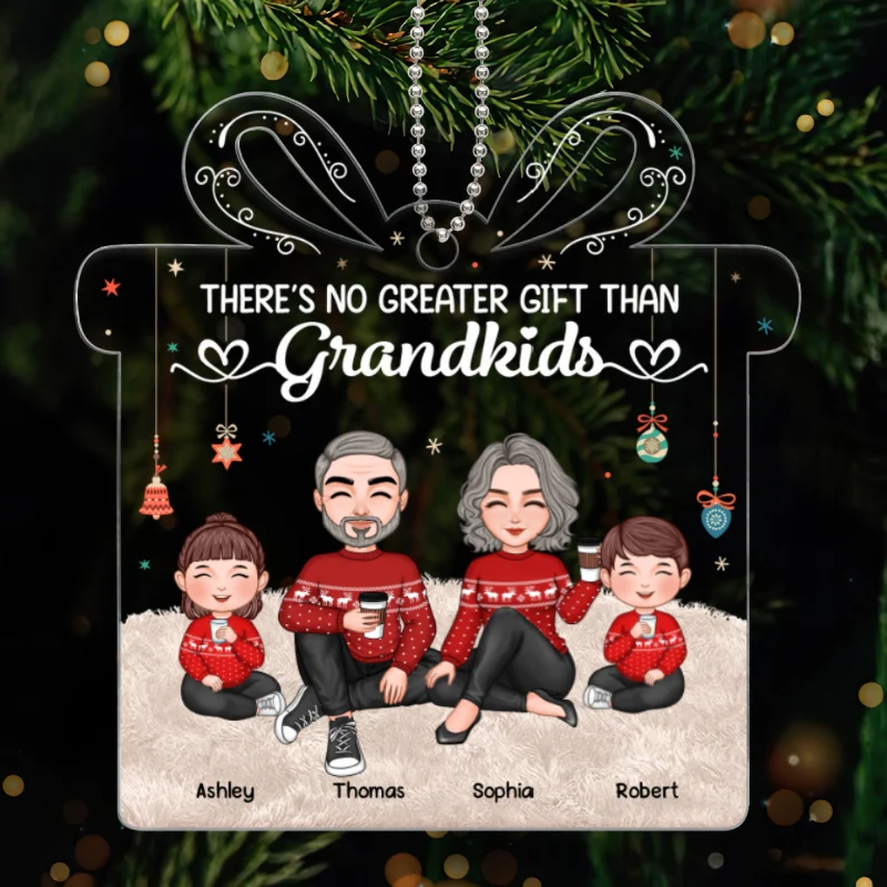 There‘s No Greater Gift Than Grandkids Cute Grandchildren With Grandparents - Personalized Ornament - Image 5