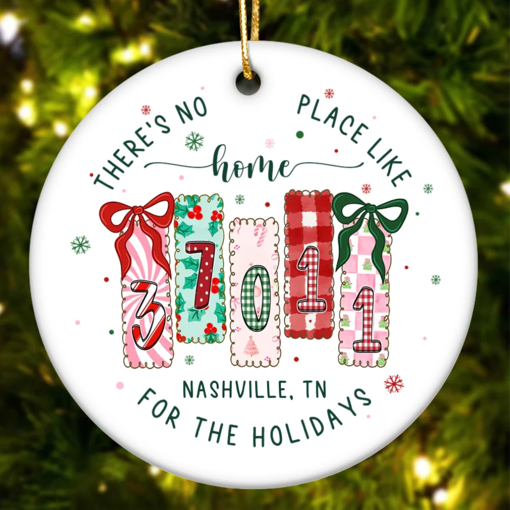 There's No Place Like Home Zip Code Preppy Style - Personalized Ceramic Ornament - Image 10