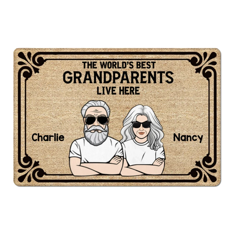 The World's Best Grandparents Grandma Grandpa Live Here Gift - Personalized Doormat - Image 4