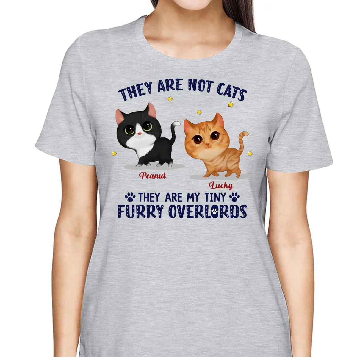 They Are My Tiny Furry Overlords Watercolor Cute Walking Cats Personalized Shirt - Image 2