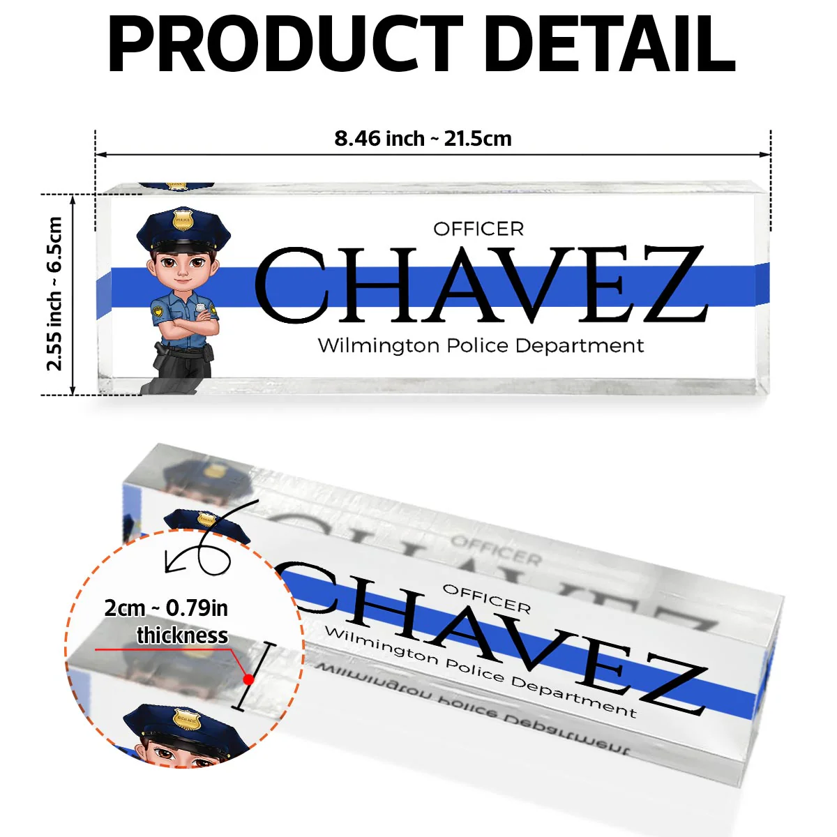 Law Enforcement Personalized Acrylic Desk Name Plate, Appreciation Gift For Police Officers, Sheriff, Deputy Sheriff - Image 7