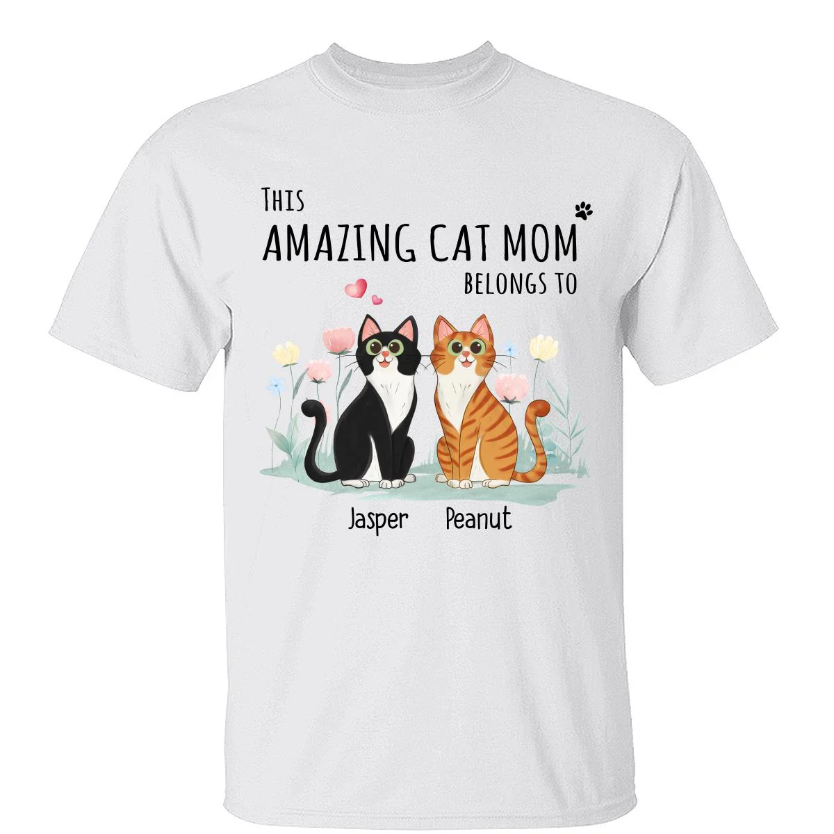 This Amazing Cat Mom Belongs To Cartoon Cat Sitting Flowers Personalized Shirt