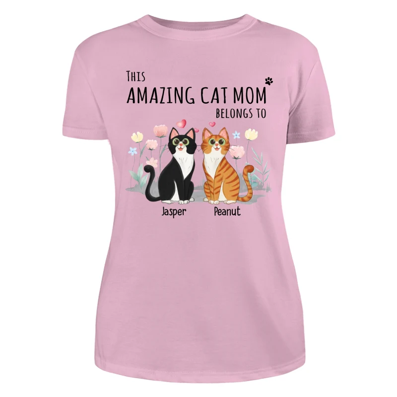 This Amazing Cat Mom Belongs To Cartoon Cat Sitting Flowers Personalized Shirt - Image 11