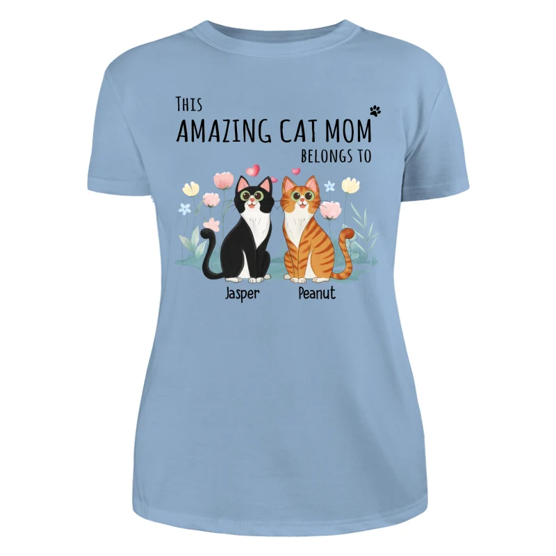 This Amazing Cat Mom Belongs To Cartoon Cat Sitting Flowers Personalized Shirt - Image 12