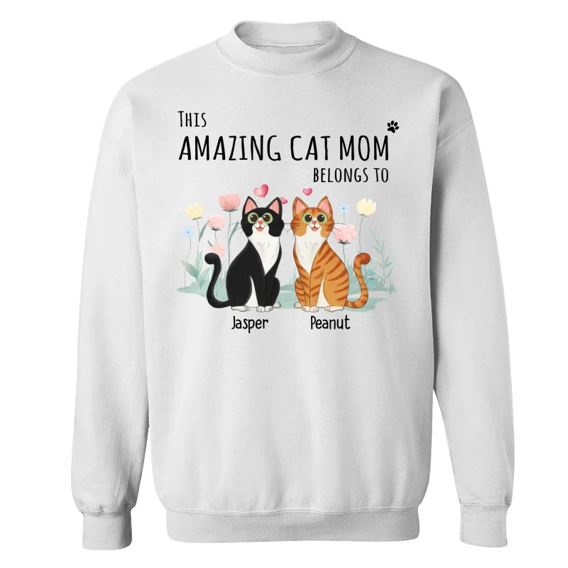 This Amazing Cat Mom Belongs To Cartoon Cat Sitting Flowers Personalized Shirt - Image 17