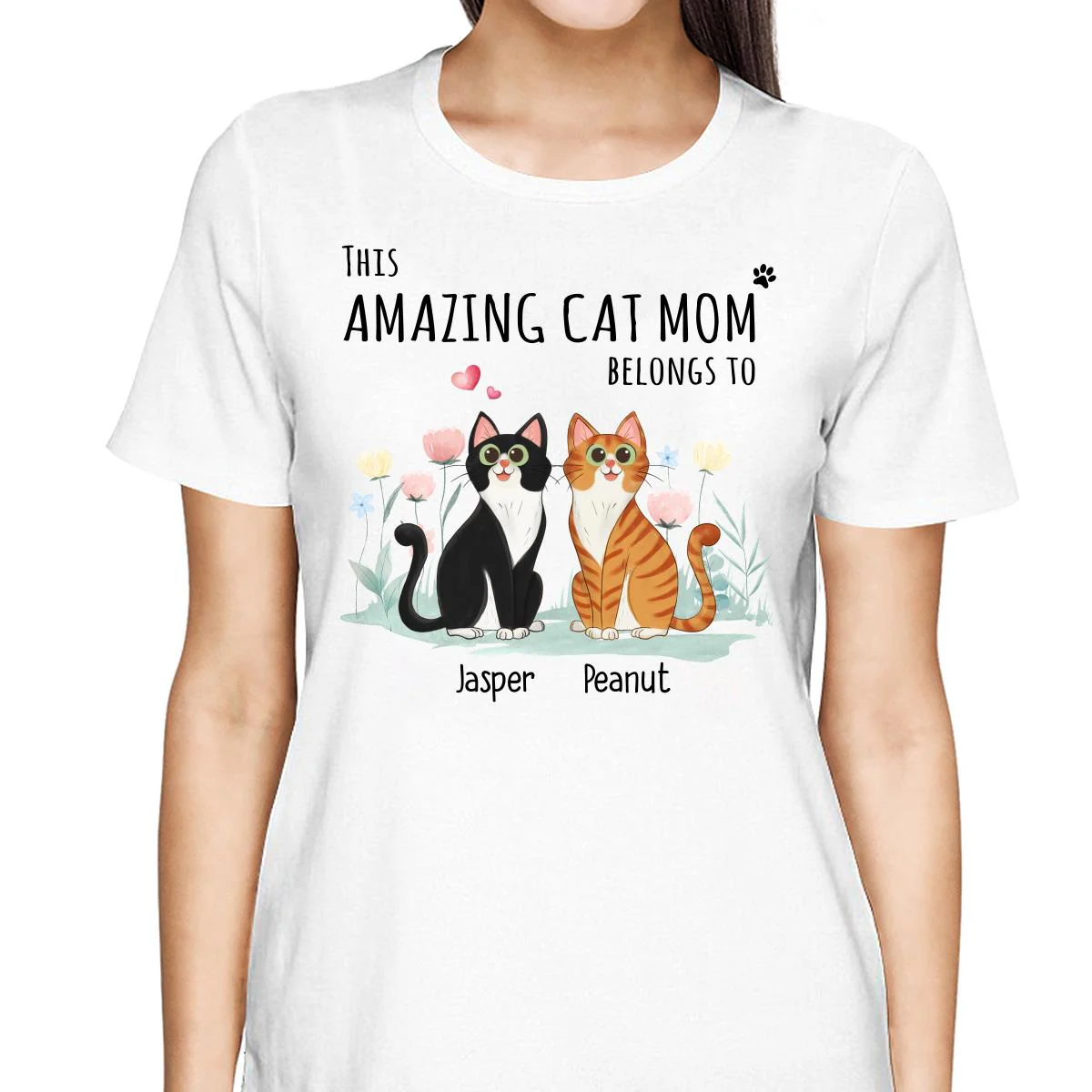 This Amazing Cat Mom Belongs To Cartoon Cat Sitting Flowers Personalized Shirt - Image 2
