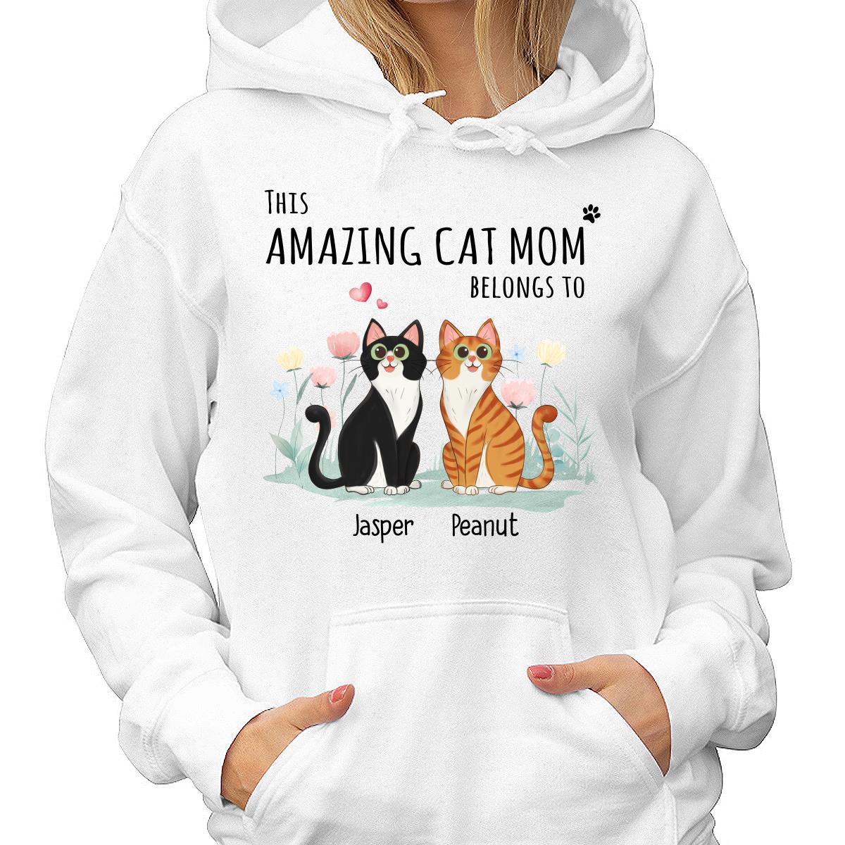 This Amazing Cat Mom Belongs To Cartoon Cat Sitting Flowers Personalized Shirt - Image 4