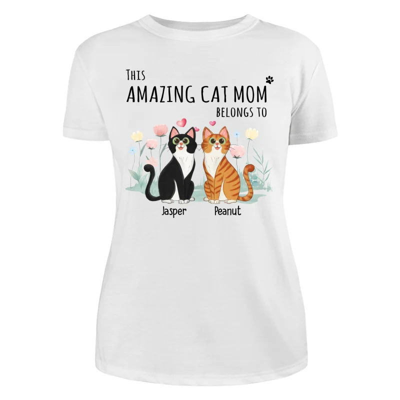 This Amazing Cat Mom Belongs To Cartoon Cat Sitting Flowers Personalized Shirt - Image 9