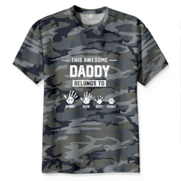 This Awesome Dad Grandpa Belongs To Hands Paws Camo Pattern - Personalized Shirt - Father's Day Gift For Husband, Dad, Grandpa - Image 10