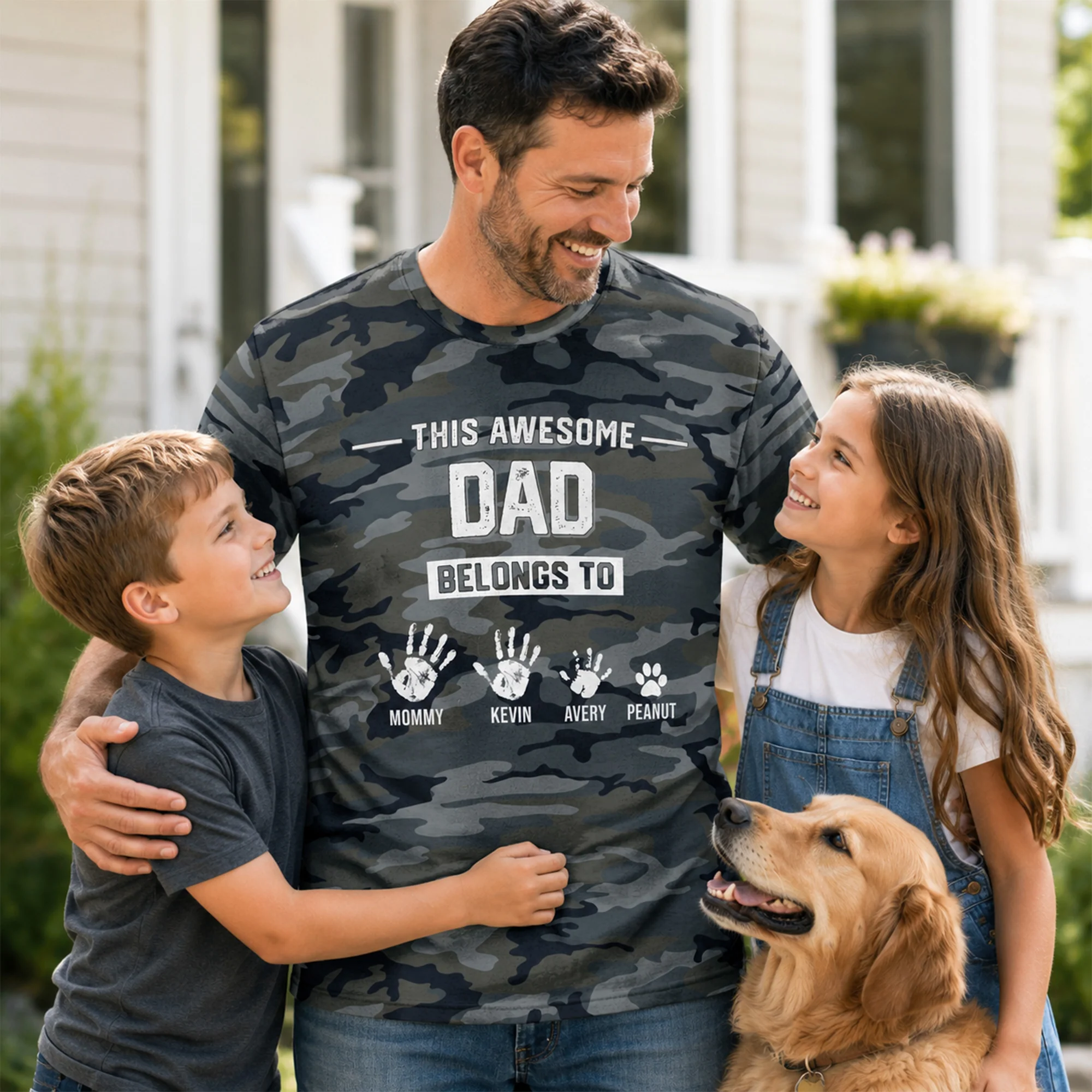This Awesome Dad Grandpa Belongs To Hands Paws Camo Pattern - Personalized Shirt - Father's Day Gift For Husband, Dad, Grandpa - Image 5
