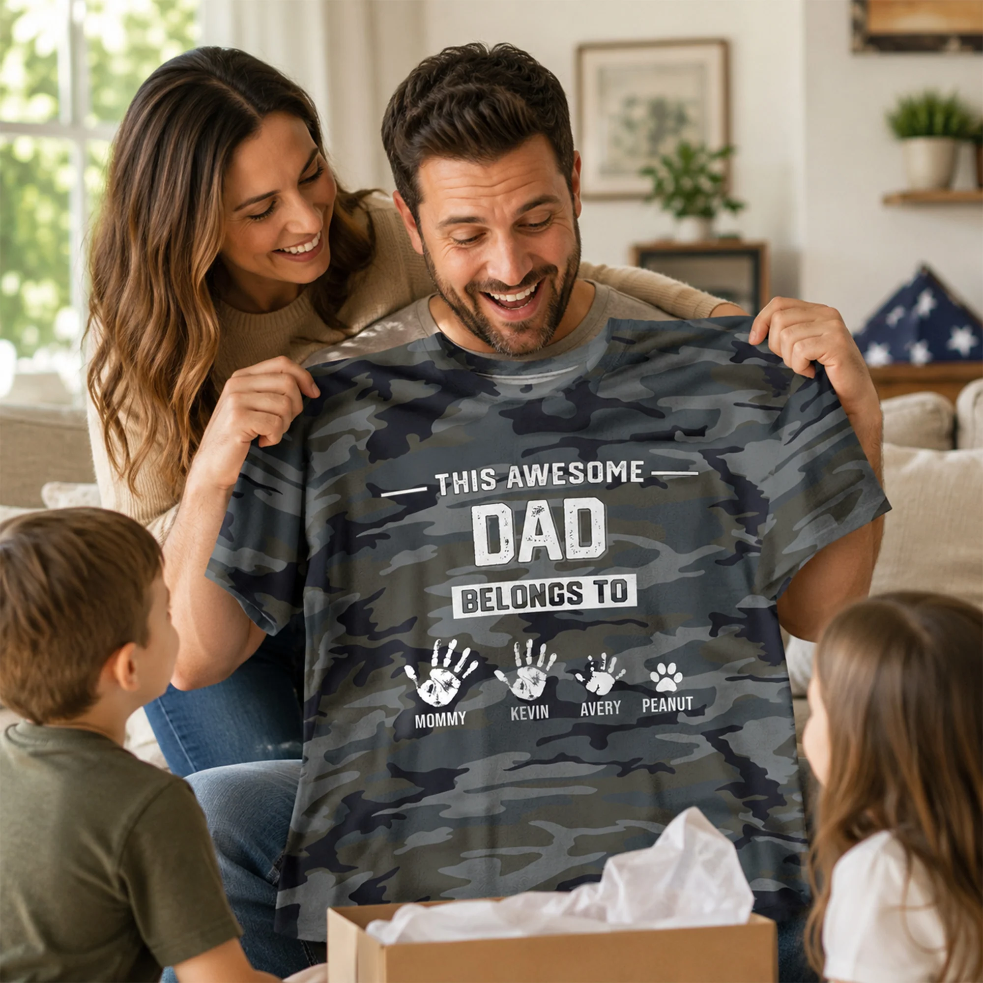 This Awesome Dad Grandpa Belongs To Hands Paws Camo Pattern - Personalized Shirt - Father's Day Gift For Husband, Dad, Grandpa - Image 6