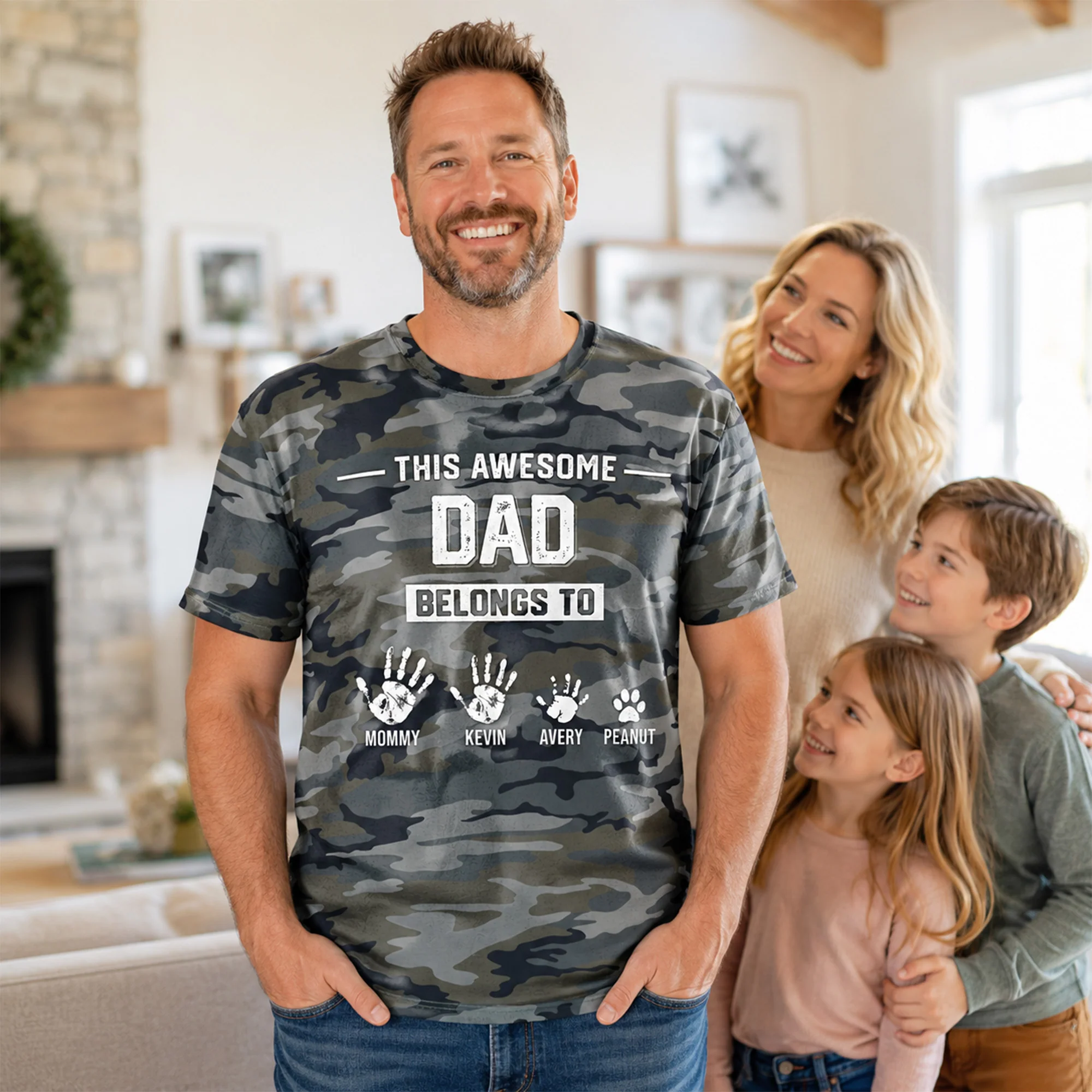 This Awesome Dad Grandpa Belongs To Hands Paws Camo Pattern - Personalized Shirt - Father's Day Gift For Husband, Dad, Grandpa - Image 7