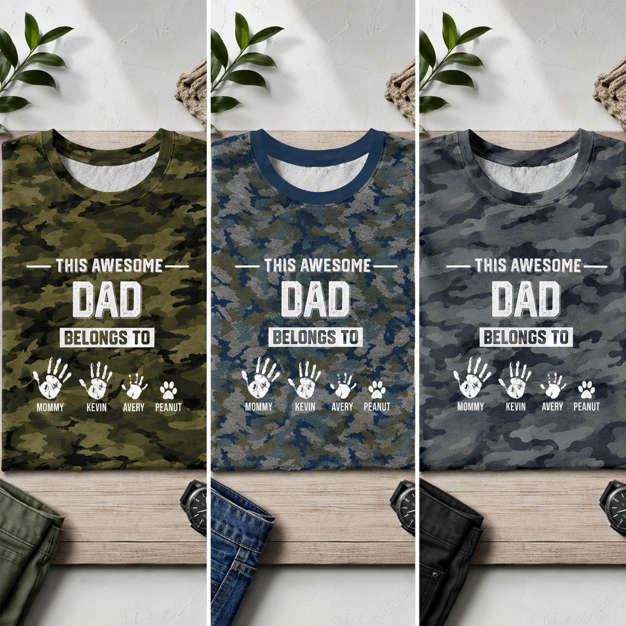 This Awesome Dad Grandpa Belongs To Hands Paws Camo Pattern - Personalized Shirt - Father's Day Gift For Husband, Dad, Grandpa - Image 8