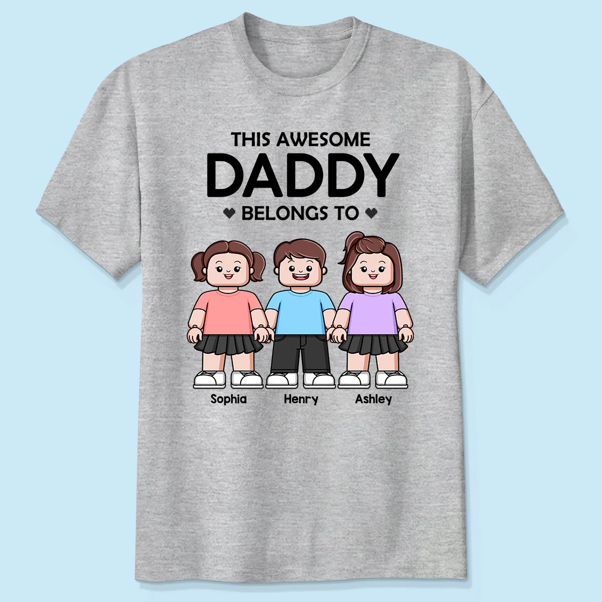 This Awesome Daddy Belongs To Kids Block Characters Personalized Shirt