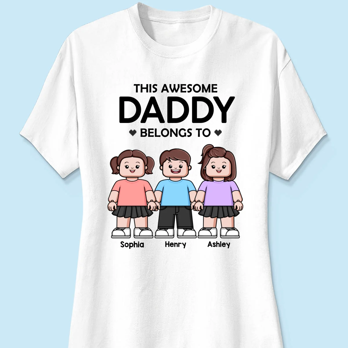 This Awesome Daddy Belongs To Kids Block Characters Personalized Shirt - Image 11