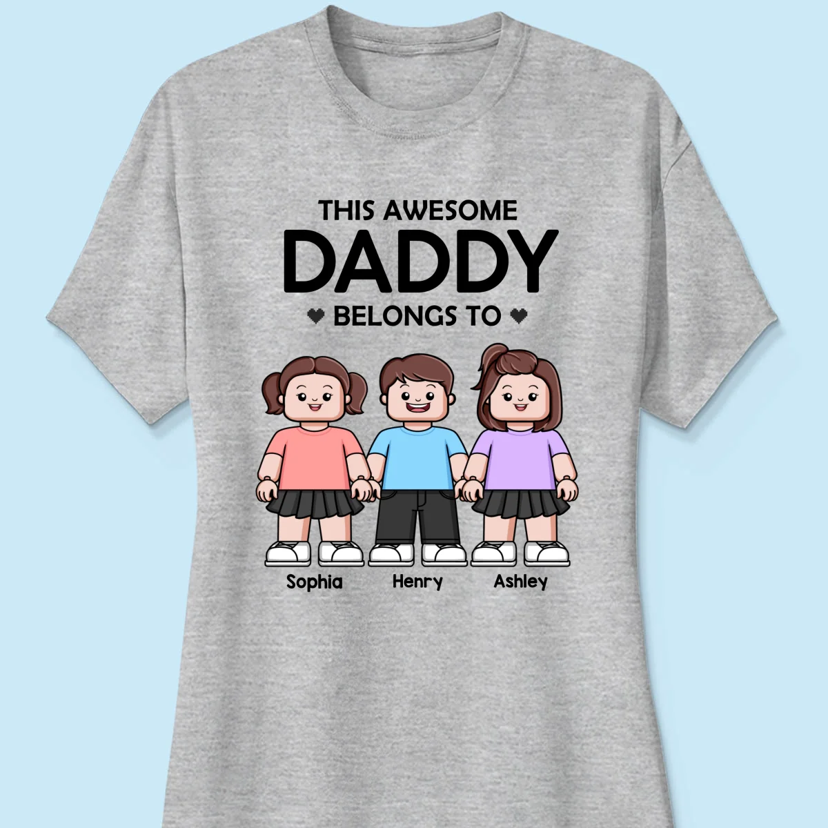This Awesome Daddy Belongs To Kids Block Characters Personalized Shirt - Image 12