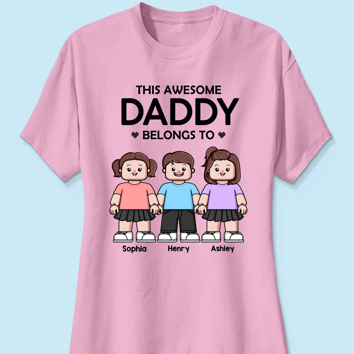 This Awesome Daddy Belongs To Kids Block Characters Personalized Shirt - Image 13