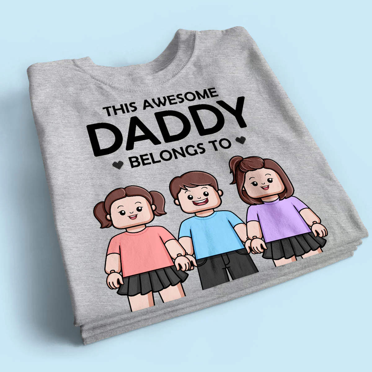This Awesome Daddy Belongs To Kids Block Characters Personalized Shirt - Image 2