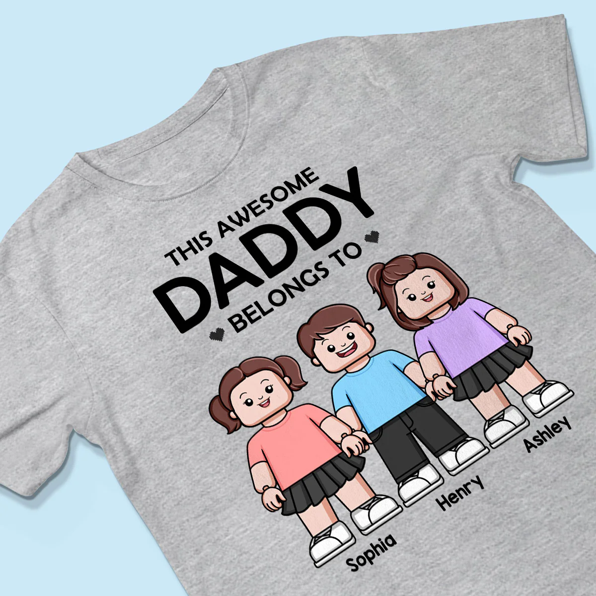 This Awesome Daddy Belongs To Kids Block Characters Personalized Shirt - Image 3