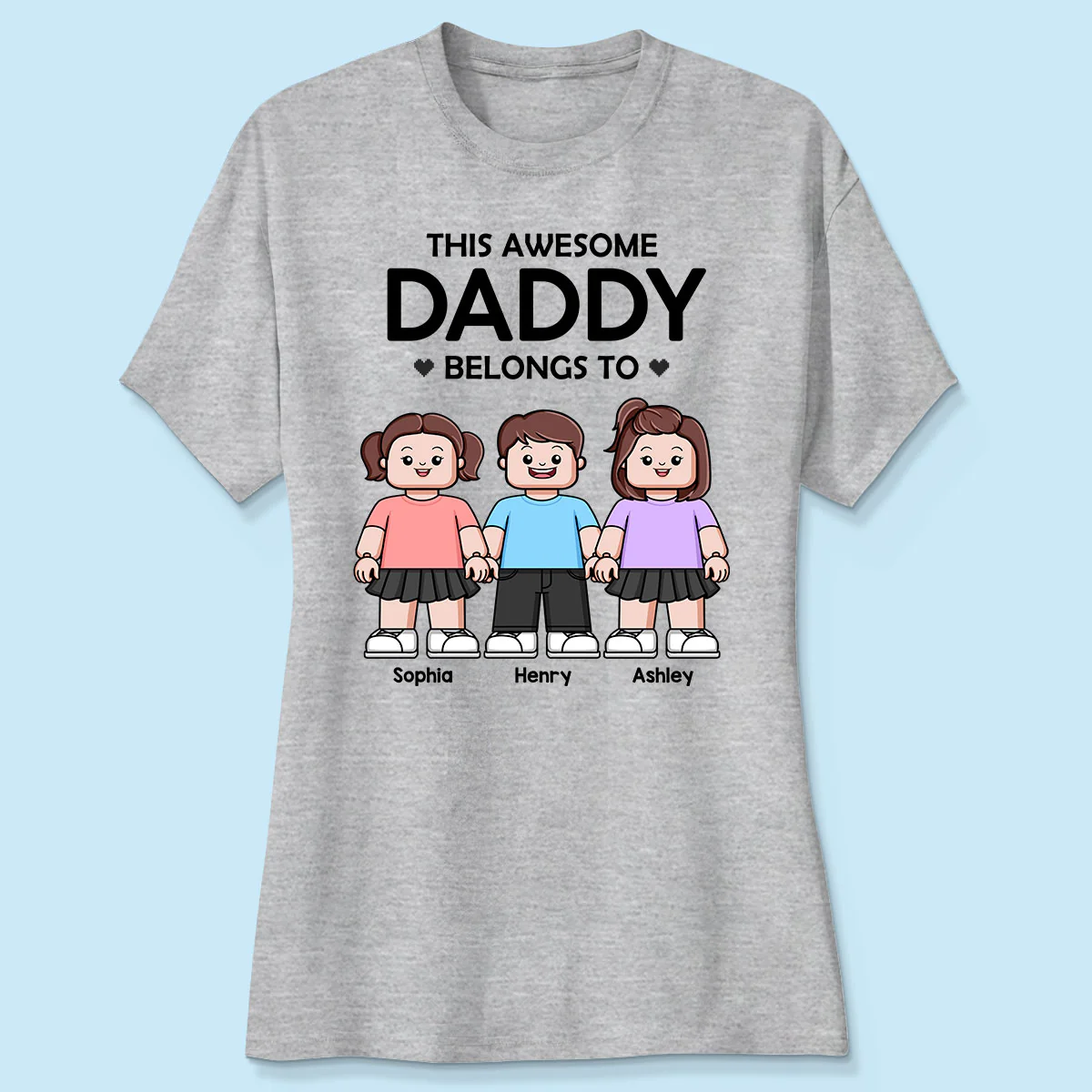 This Awesome Daddy Belongs To Kids Block Characters Personalized Shirt - Image 4