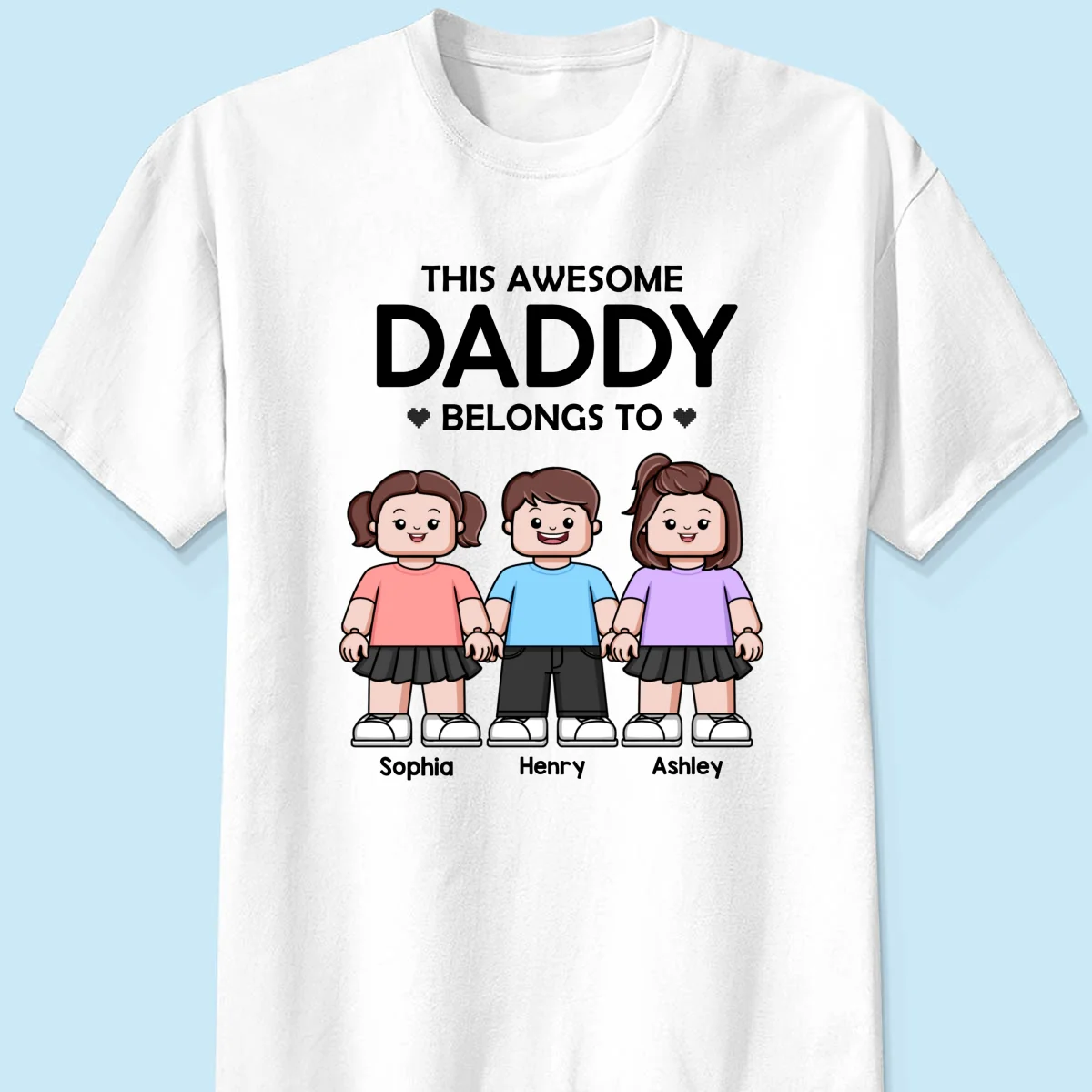This Awesome Daddy Belongs To Kids Block Characters Personalized Shirt - Image 7