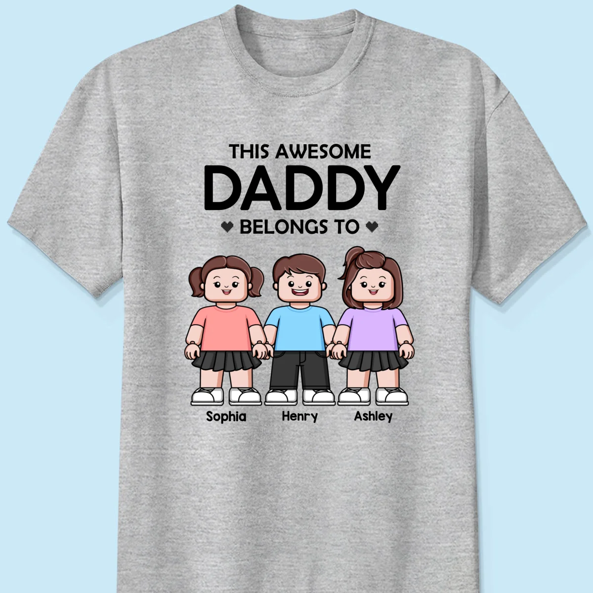 This Awesome Daddy Belongs To Kids Block Characters Personalized Shirt - Image 8