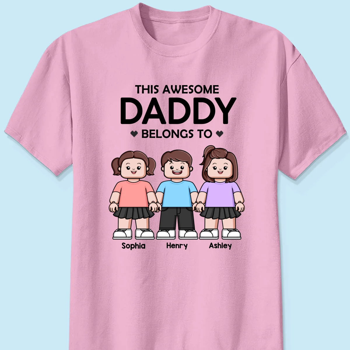 This Awesome Daddy Belongs To Kids Block Characters Personalized Shirt - Image 9