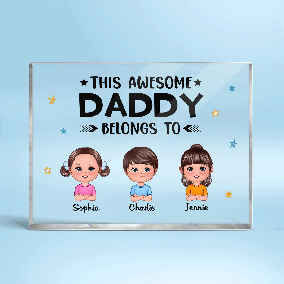 This Awesome Daddy Grandpa Belongs To Doll Kids Father‘s Day Gift Personalized Horizontal Rectangle Acrylic Block Plaque - Image 2
