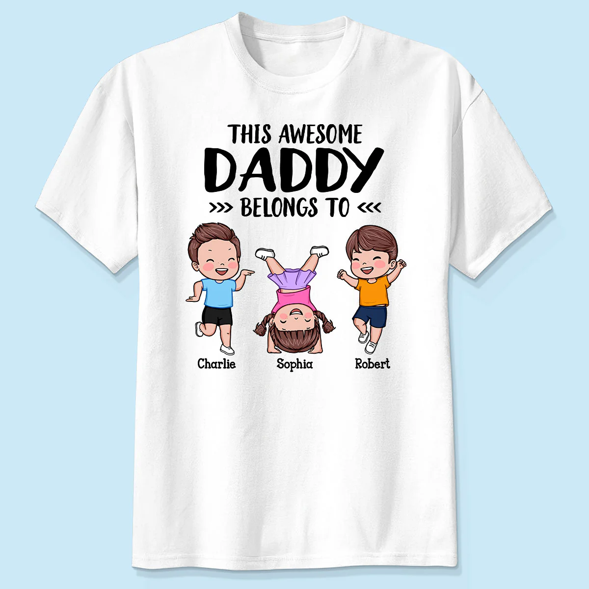 This Awesome Daddy Grandpa Belongs To Happy Kids Vector Personalized Shirt