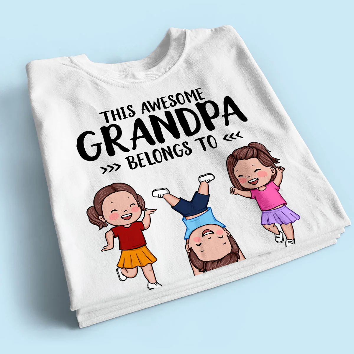 This Awesome Daddy Grandpa Belongs To Happy Kids Vector Personalized Shirt - Image 2