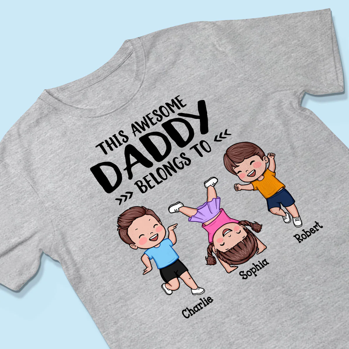 This Awesome Daddy Grandpa Belongs To Happy Kids Vector Personalized Shirt - Image 3