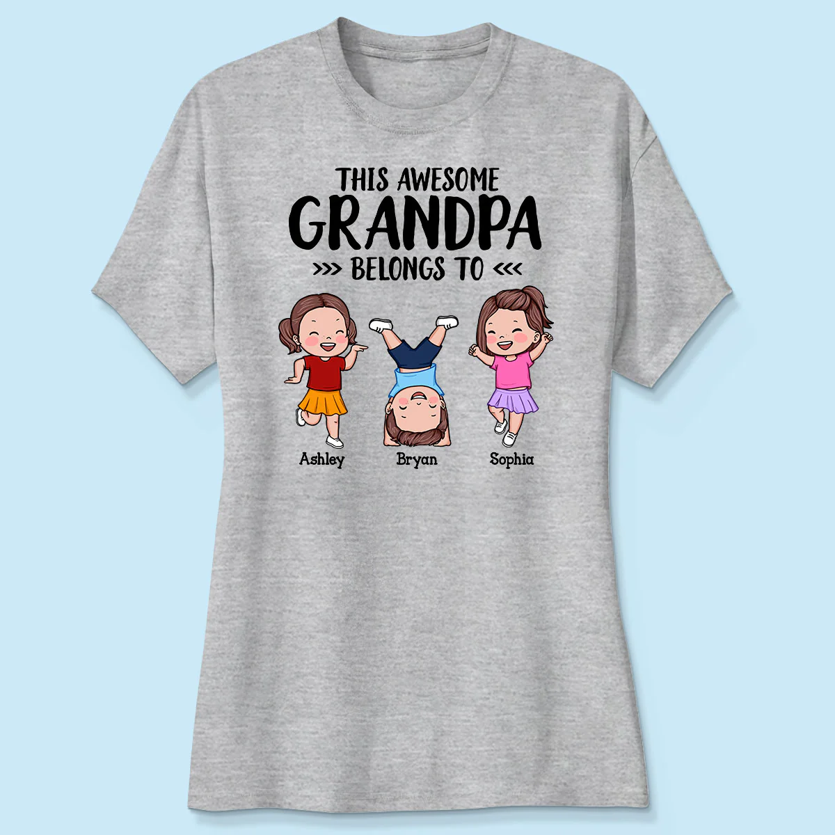 This Awesome Daddy Grandpa Belongs To Happy Kids Vector Personalized Shirt - Image 4
