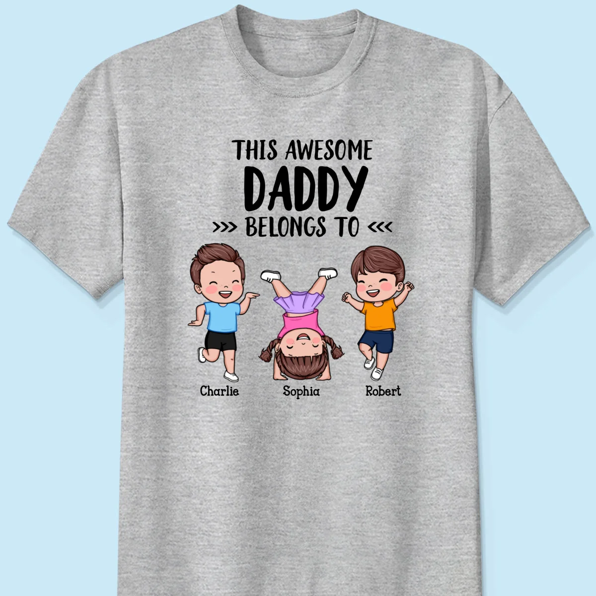 This Awesome Daddy Grandpa Belongs To Happy Kids Vector Personalized Shirt - Image 8