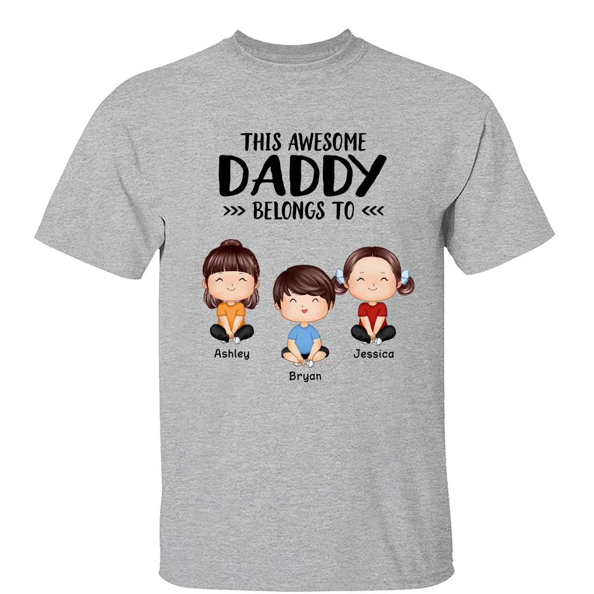 This Awesome Daddy Mommy Grandpa Grandma Belongs To Doll Kids Watercolor Styles Sitting Personalized Shirt