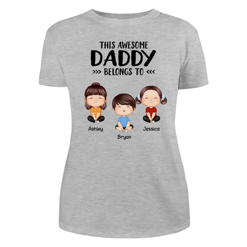 This Awesome Daddy Mommy Grandpa Grandma Belongs To Doll Kids Watercolor Styles Sitting Personalized Shirt - Image 10