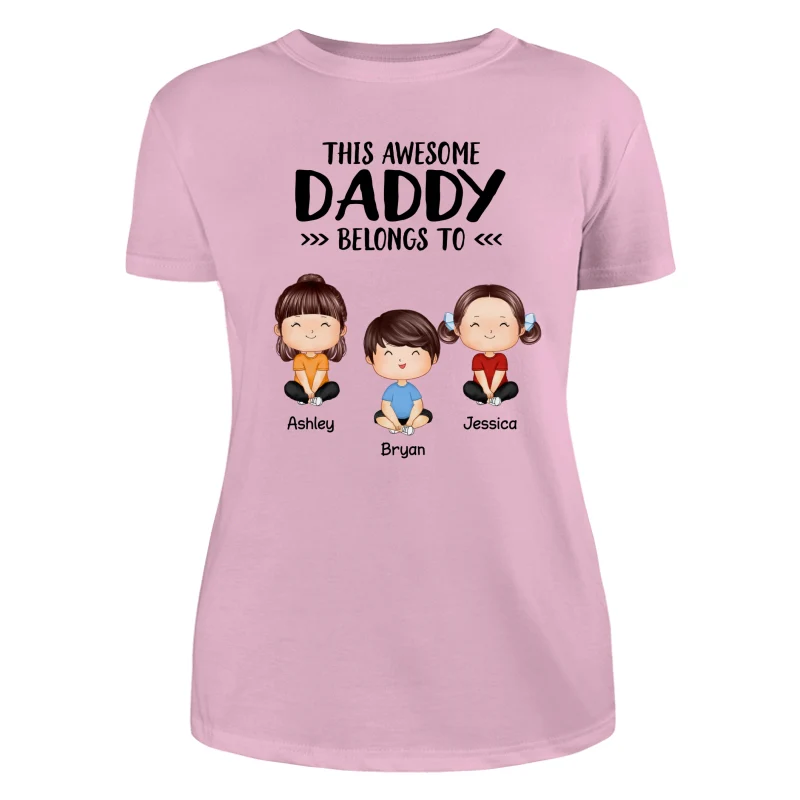 This Awesome Daddy Mommy Grandpa Grandma Belongs To Doll Kids Watercolor Styles Sitting Personalized Shirt - Image 11