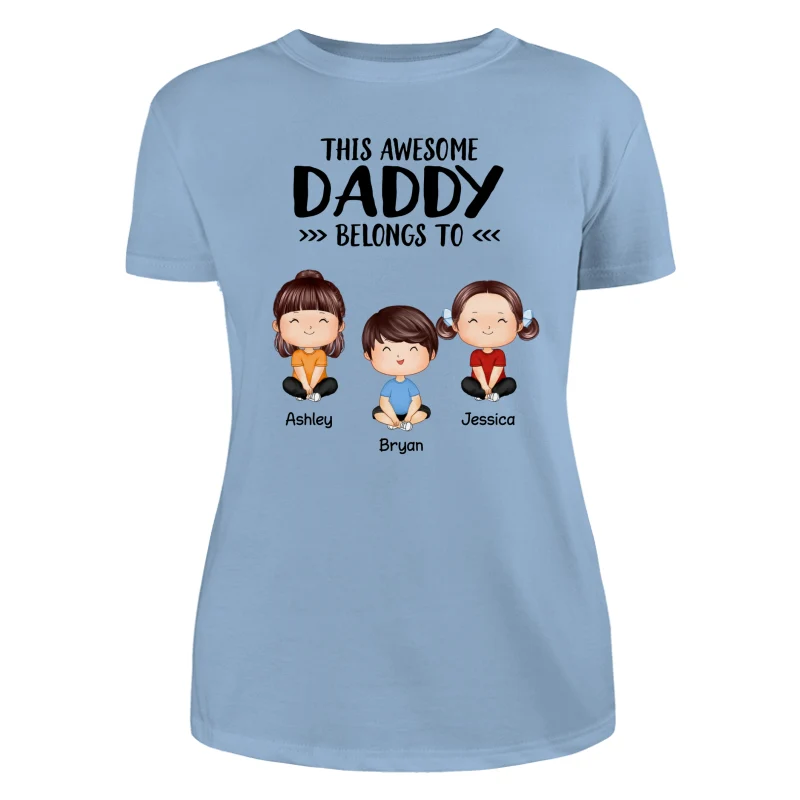 This Awesome Daddy Mommy Grandpa Grandma Belongs To Doll Kids Watercolor Styles Sitting Personalized Shirt - Image 12