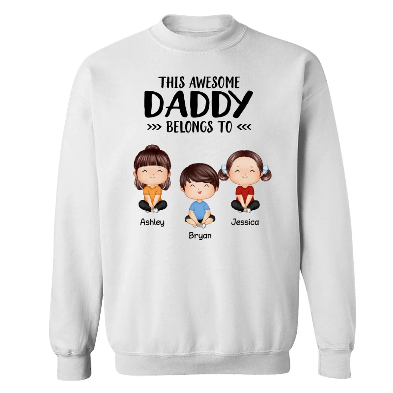 This Awesome Daddy Mommy Grandpa Grandma Belongs To Doll Kids Watercolor Styles Sitting Personalized Shirt - Image 17