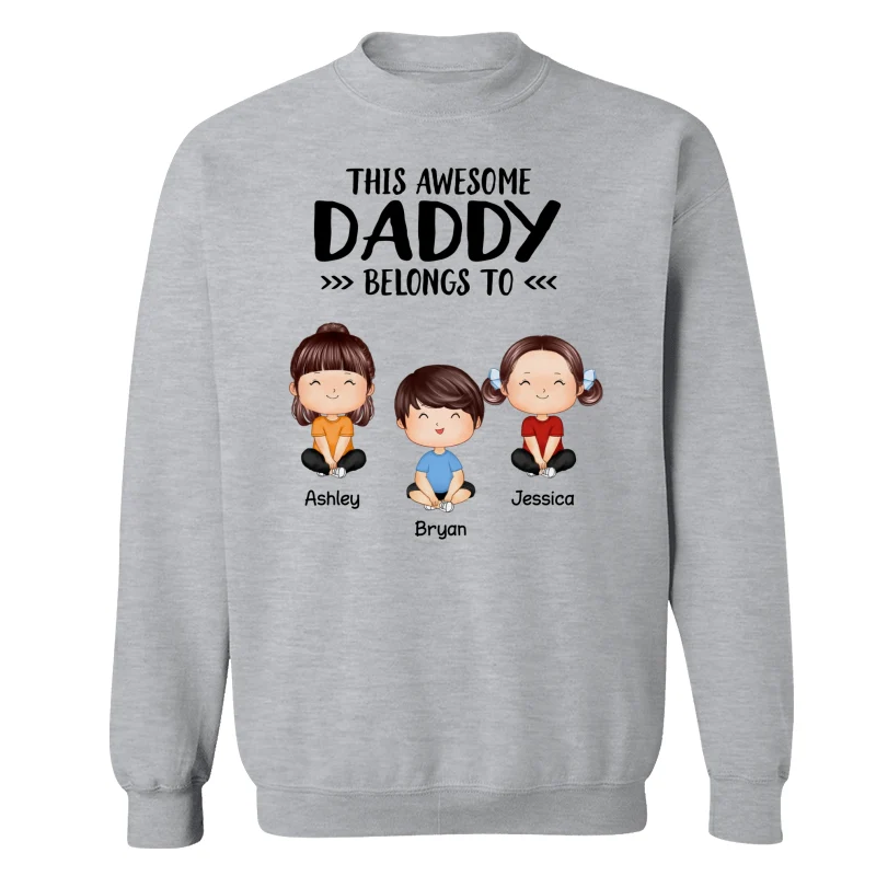 This Awesome Daddy Mommy Grandpa Grandma Belongs To Doll Kids Watercolor Styles Sitting Personalized Shirt - Image 18