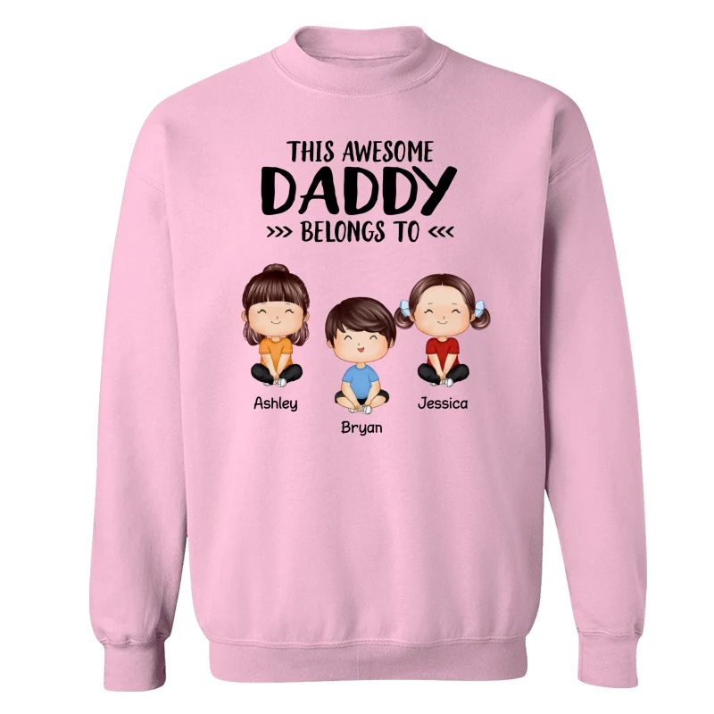 This Awesome Daddy Mommy Grandpa Grandma Belongs To Doll Kids Watercolor Styles Sitting Personalized Shirt - Image 19